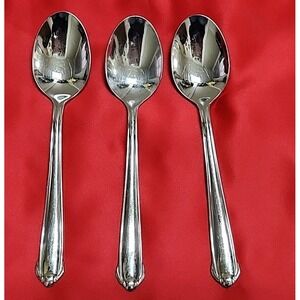 Mikasa CLASSICO Glossy Soup Spoons 18-8 Flatware 8" Gerald Patrick-3 Spoons